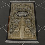 Zarif Kutulu Kişiye Özel Nakış İşlemeli Kabe Kapısı Motifli Tesbih Hediyeli Siyah Hediyelik Seccade