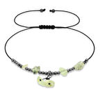 Makrome Örgülü Natural Kesim Yeşim Taşı Doğaltaş Halhal