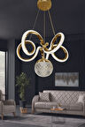 Kıvrım Tekli  Kristal Top Simli  Slikonlu Modern Oturma Led Avizesi