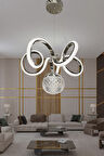 Kıvrım Tekli  Kristal Top Simli  Slikonlu Modern Oturma Led Avizesi
