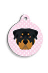 Pembe Puantiyeli Rottweiler Yuvarlak Köpek Künyesi
