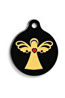 Kalpli Melek Yuvarlak Kedi ve Köpek Künyesi Small: 2,5 cm.