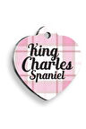 King Charles Spaniel Ekoseli Kalp Şekilli Köpek Künyesi Small 2,5 x 2,73 cm