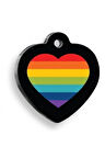 Kalp Gökkuşağı Kalp Şekilli Kedi ve Köpek Künyesi Large: 4,2 x 4,5 cm.