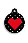 Kırmızı Kalp Yuvarlak Şekilli Kedi ve Köpek Künyesi XLarge 3,3 x 5 cm