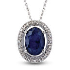 0.79 Ct Pırlanta Safir Kolye RTKL27