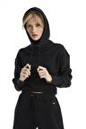 Siyah Spor Crop Sweatshirt