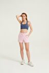 Pembe Örme Yüksek Bel Kadın Şort