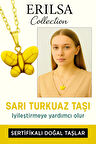 Sertifikalı Sarı Renkli Kelebek Model Sarı Turkuaz Taşı Kolye – Enerji, Yenilik ve Ruhsal Koruma Taşı