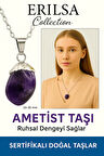 Sertifikalı Ametist Taşı Kolye – Sakinlik, Arınma ve Ruhsal Denge Sağlayan Doğal Taş
