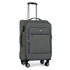 Oasis Kumaş Yüzeyli Valiz, Gri - Orta Boy