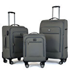 Oasis Kumaş Yüzeyli Valiz, Gri - 3'lü Set