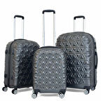 ABS Piramit Canyon Serisi Valiz, Antrasit - 3'lü Set