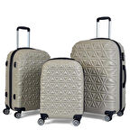 ABS Piramit Canyon Serisi Valiz, Bej - 3'lü Set