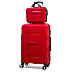 Lucas Polipropilen Kırılmaz Valiz Seti, Orta Boy&Makyaj