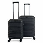 Karbon PP Horizon Serisi Kırılmaz Valiz, Siyah - Kabin Boy&Orta Boy