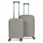 Karbon PP Horizon Serisi Kırılmaz Valiz, Bej - Kabin Boy&Orta Boy