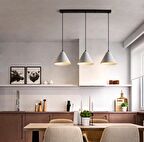 RYS Tasarım Retro Metal Beyaz Sıralı Sarkıt Avize Genişlik:60cm