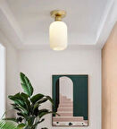 Rsylight Rys Retro Metal Tavan Plofyoner Opal Camlı Dekotatif Rustik Avize Çap:12 cm