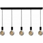 Rsylight Retro Metal Masa Üstü Dekoratif Rustik 5 Li Siyah Sıralı Avize 