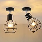 Rsylight Metal Retro Siyah Tavan Plofyoner 180 Derece Hareketli Modern Spor Avize Çap:15 cm