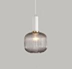 Rsylight Rustik Dekoratif Metal Modern Beyaz Opal Füme Camlı Tekli  Avize 