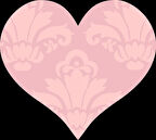 Açık Pembe Damask Desenli Kalp Duvar Stickerı