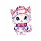 Kışlık Şapkalı Kedi Duvar Stickerı