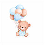 Balon Tutan Sevimli Ayıcık Duvar Stickerı