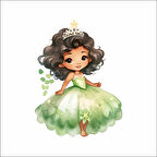 Doğanın Prensesi Taçlı Kız Duvar Stickerı