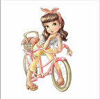 Bisikletli Kız Duvar Sticker