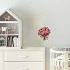 Kırmızı Kurdeleli Pembe Gül Buketi Duvar Sticker'ı