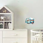 Vintage Mavi Karavan Duvar Stickerı