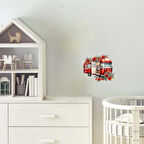 Kırmızı Güllerle Çevrili Vintage Karavan Duvar Çıkartması