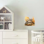 Altın Sarısı Ağaçlı Sonbahar Evi Duvar Stickerı