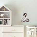 Beyaz ve Siyah Elbiseli Prenses Duvar Sticker'ı