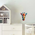 Çok Renkli Zürafa Kafası Duvar Sticker'ı