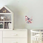 Soluk Pembe Kelebek ve Çiçekler Duvar Stickerı