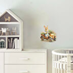 Traktör Kullanan Tavşan Duvar Stickerı - Beyaz Tulumlu