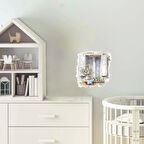 Açık Pencere ve Beyaz Çiçekler Duvar Stickerı