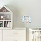 Mavi Panjurlu ve Perdeli Pencere Duvar Stickerı