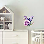 Uçuşan Kelebekler ve Çiçekler Duvar Stickerı