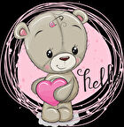 Kalpli "Hello" Ayıcık Duvar Stickerı