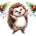 Mavi ve Kırmızı Toplu Kirpi Duvar Stickerı