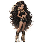 Altın Detaylı Şortlu ve Çizmeli Kovboy Kız Duvar Stickerı