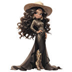 Uzun Kuyruklu Altın İşlemeli Takımlı Kovboy Kız Duvar Stickerı