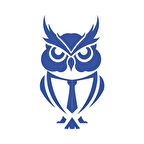 Kıravatlı Baykuş Sticker 17x17 Cm Mavi