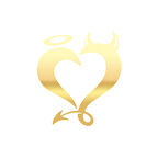 Şeytan Kalp Sticker 17x17 Cm Gold