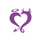 Şeytan Kalp Sticker 17x17 Cm Mor