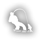 Balık Yakalayan Adam Sticker 17x17 Cm Beyaz